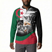 Personalized Algeria Button Sweatshirt Algerian Flag With a Fennec Fox