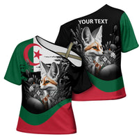Personalized Algeria Cross Shoulder Shirt Algerian Flag With a Fennec Fox - Wonder Print Shop
