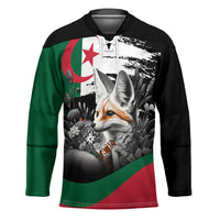 Personalized Algeria Hockey Jersey Algerian Flag With a Fennec Fox - Wonder Print Shop
