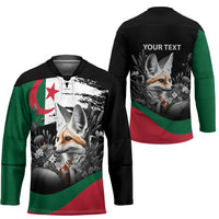Personalized Algeria Hockey Jersey Algerian Flag With a Fennec Fox - Wonder Print Shop