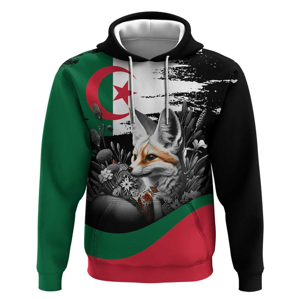 Personalized Algeria Hoodie Algerian Flag With a Fennec Fox - Wonder Print Shop