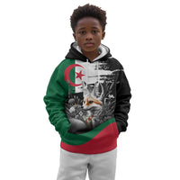 Personalized Algeria Kid Hoodie Algerian Flag With a Fennec Fox - Wonder Print Shop