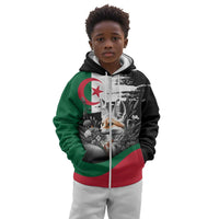 Personalized Algeria Kid Hoodie Algerian Flag With a Fennec Fox - Wonder Print Shop