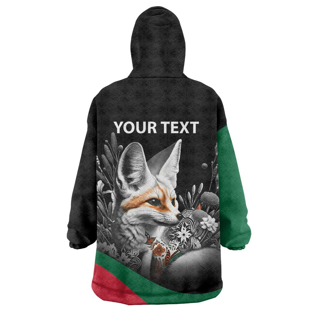 Personalized Algeria Kid Wearable Blanket Hoodie Algerian Flag With a Fennec Fox - Wonder Print Shop