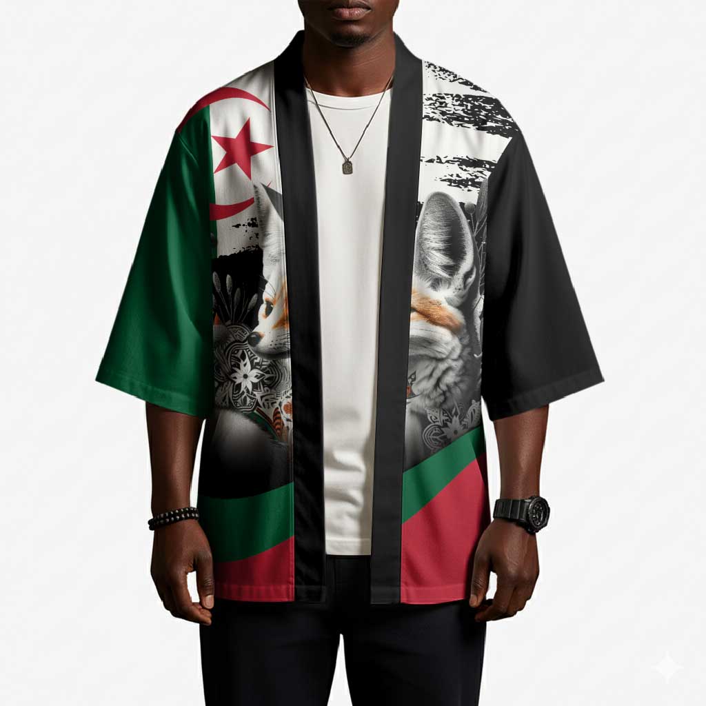 Personalized Algeria Kimono Algerian Flag With a Fennec Fox - Wonder Print Shop