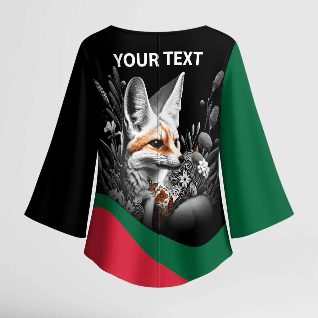 Personalized Algeria Kimono Sleeve Blouse Algerian Flag With a Fennec Fox - Wonder Print Shop