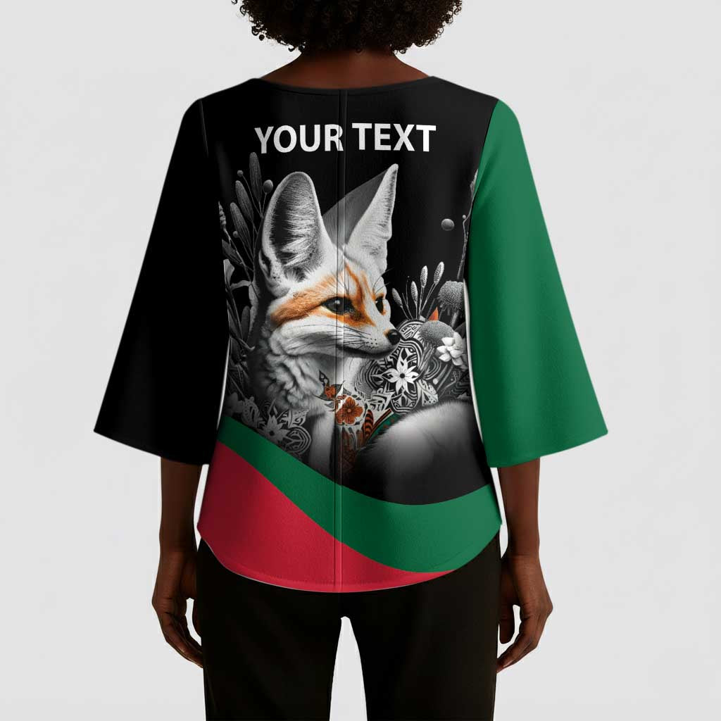 Personalized Algeria Kimono Sleeve Blouse Algerian Flag With a Fennec Fox - Wonder Print Shop