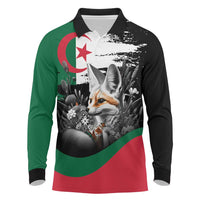 Personalized Algeria Long Sleeve Polo Shirt Algerian Flag With a Fennec Fox - Wonder Print Shop