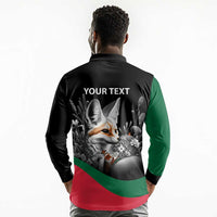Personalized Algeria Long Sleeve Polo Shirt Algerian Flag With a Fennec Fox - Wonder Print Shop