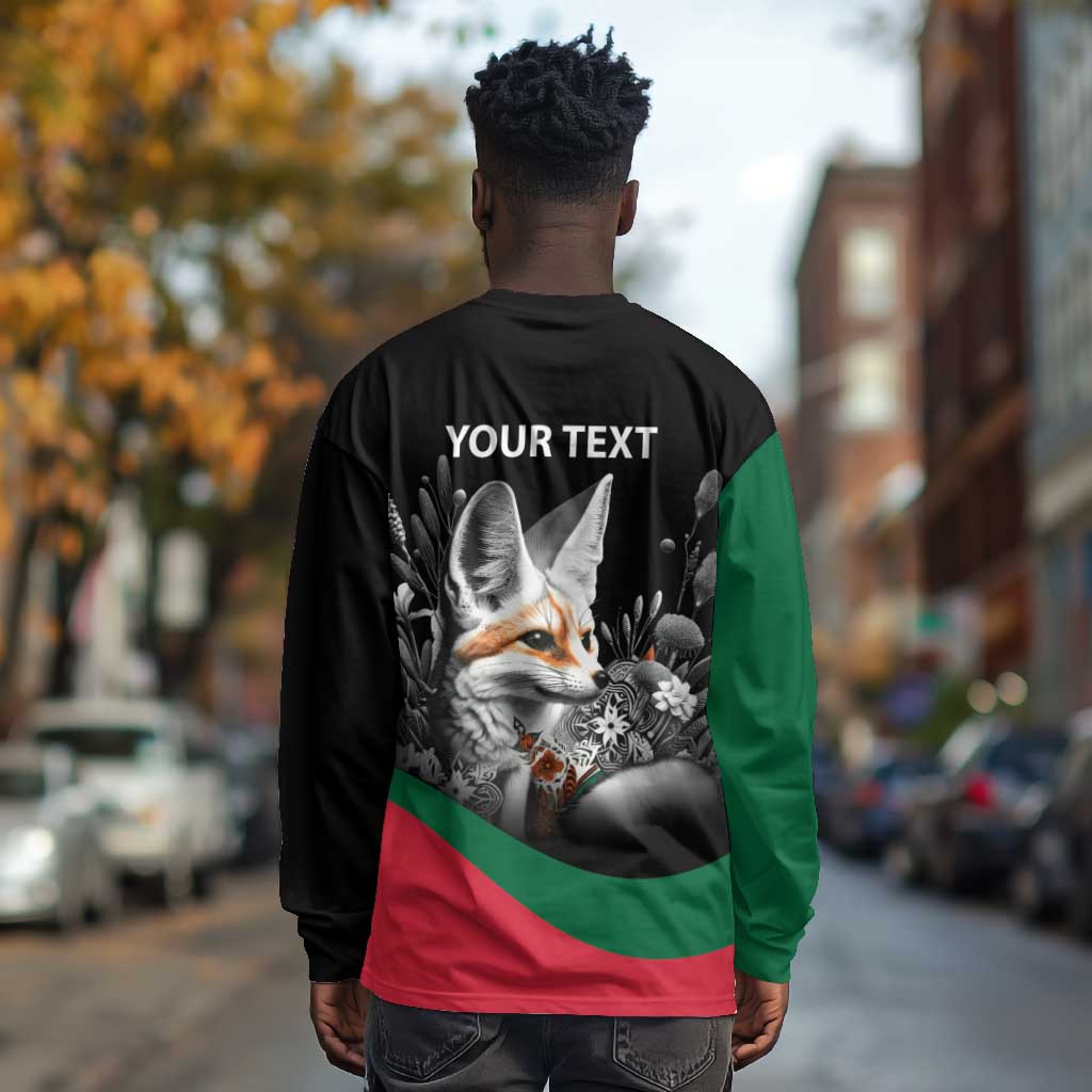 Personalized Algeria Long Sleeve Shirt Algerian Flag With a Fennec Fox - Wonder Print Shop