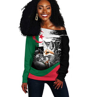 Personalized Algeria Off Shoulder Sweater Algerian Flag With a Fennec Fox - Wonder Print Shop