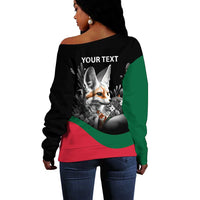 Personalized Algeria Off Shoulder Sweater Algerian Flag With a Fennec Fox - Wonder Print Shop