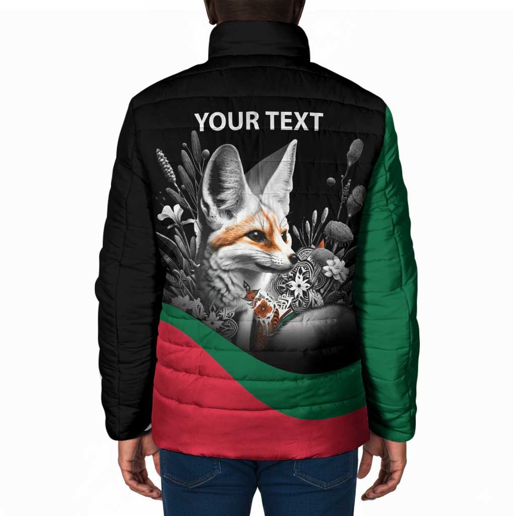 Personalized Algeria Padded Jacket Algerian Flag With a Fennec Fox - Wonder Print Shop