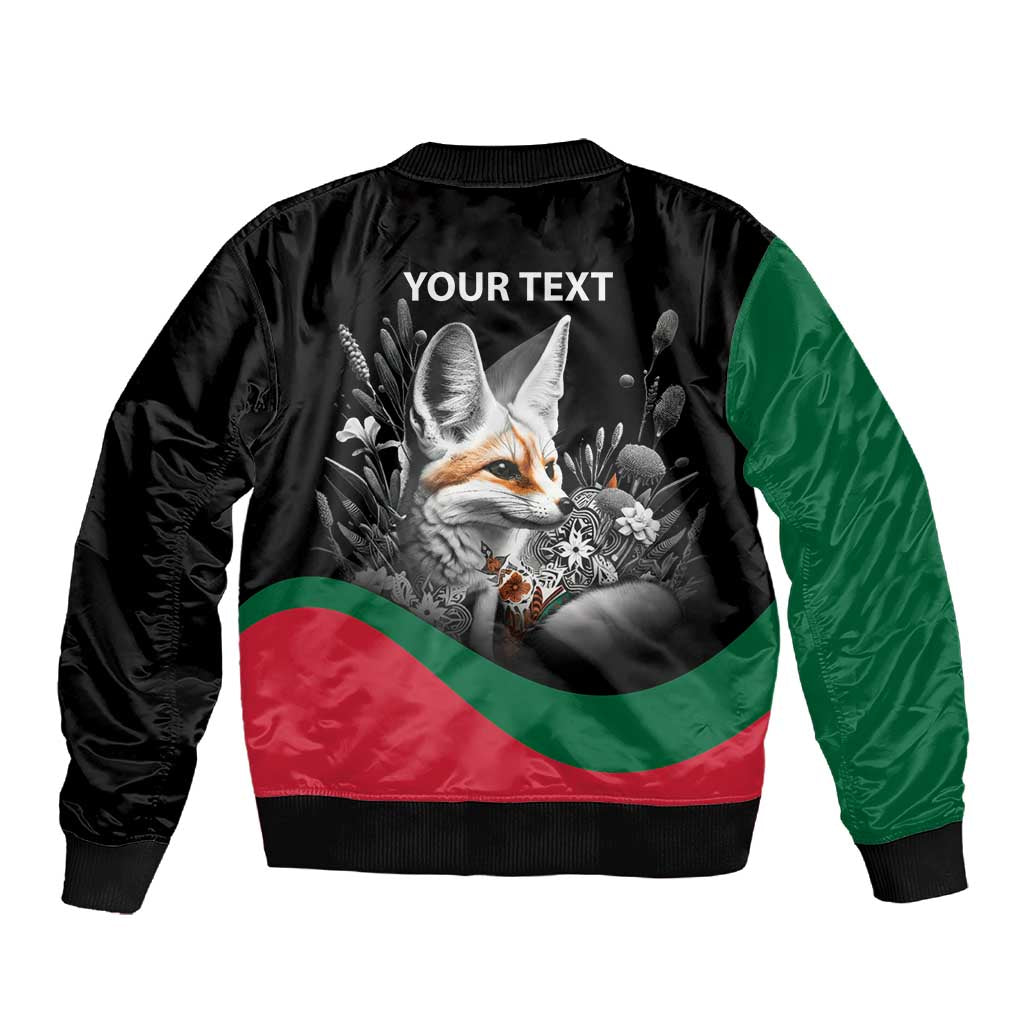Personalized Algeria Sleeve Zip Bomber Jacket Algerian Flag With a Fennec Fox - Wonder Print Shop