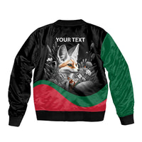 Personalized Algeria Sleeve Zip Bomber Jacket Algerian Flag With a Fennec Fox - Wonder Print Shop