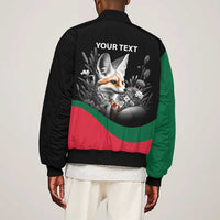 Personalized Algeria Sleeve Zip Bomber Jacket Algerian Flag With a Fennec Fox - Wonder Print Shop