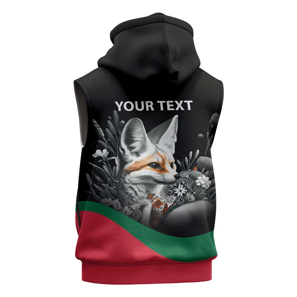Personalized Algeria Sleeveless Hoodie Algerian Flag With a Fennec Fox - Wonder Print Shop