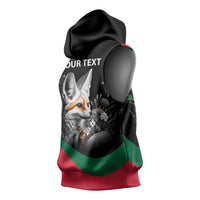 Personalized Algeria Sleeveless Hoodie Algerian Flag With a Fennec Fox - Wonder Print Shop