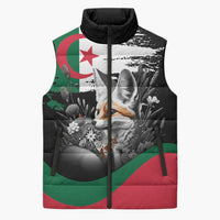 Personalized Algeria Sleeveless Puffer Jacket Algerian Flag With a Fennec Fox - Wonder Print Shop