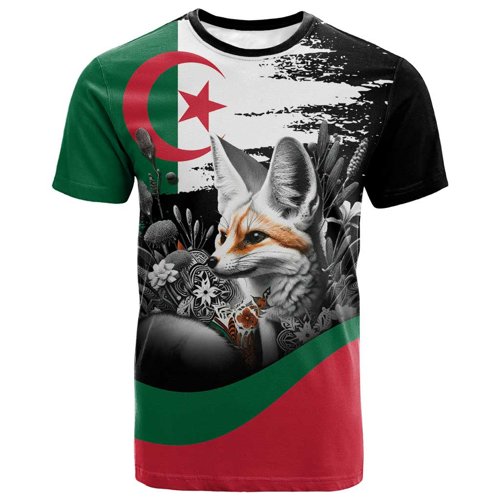 Personalized Algeria T shirt Algerian Flag With a Fennec Fox LT9