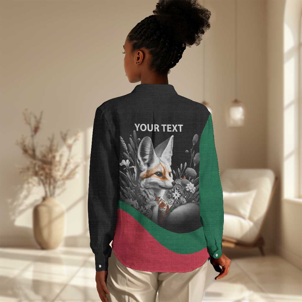 Personalized Algeria Women Casual Shirt Algerian Flag With a Fennec Fox - Wonder Print Shop