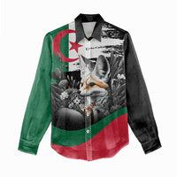 Personalized Algeria Women Casual Shirt Algerian Flag With a Fennec Fox - Wonder Print Shop