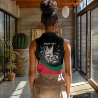 Personalized Algeria Women Sleeveless Polo Shirt Algerian Flag With a Fennec Fox - Wonder Print Shop