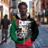 Personalized Algeria Zip Hoodie Algerian Flag With a Fennec Fox - Wonder Print Shop