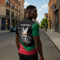 Personalized Algeria Zipper Polo Shirt Algerian Flag With a Fennec Fox - Wonder Print Shop