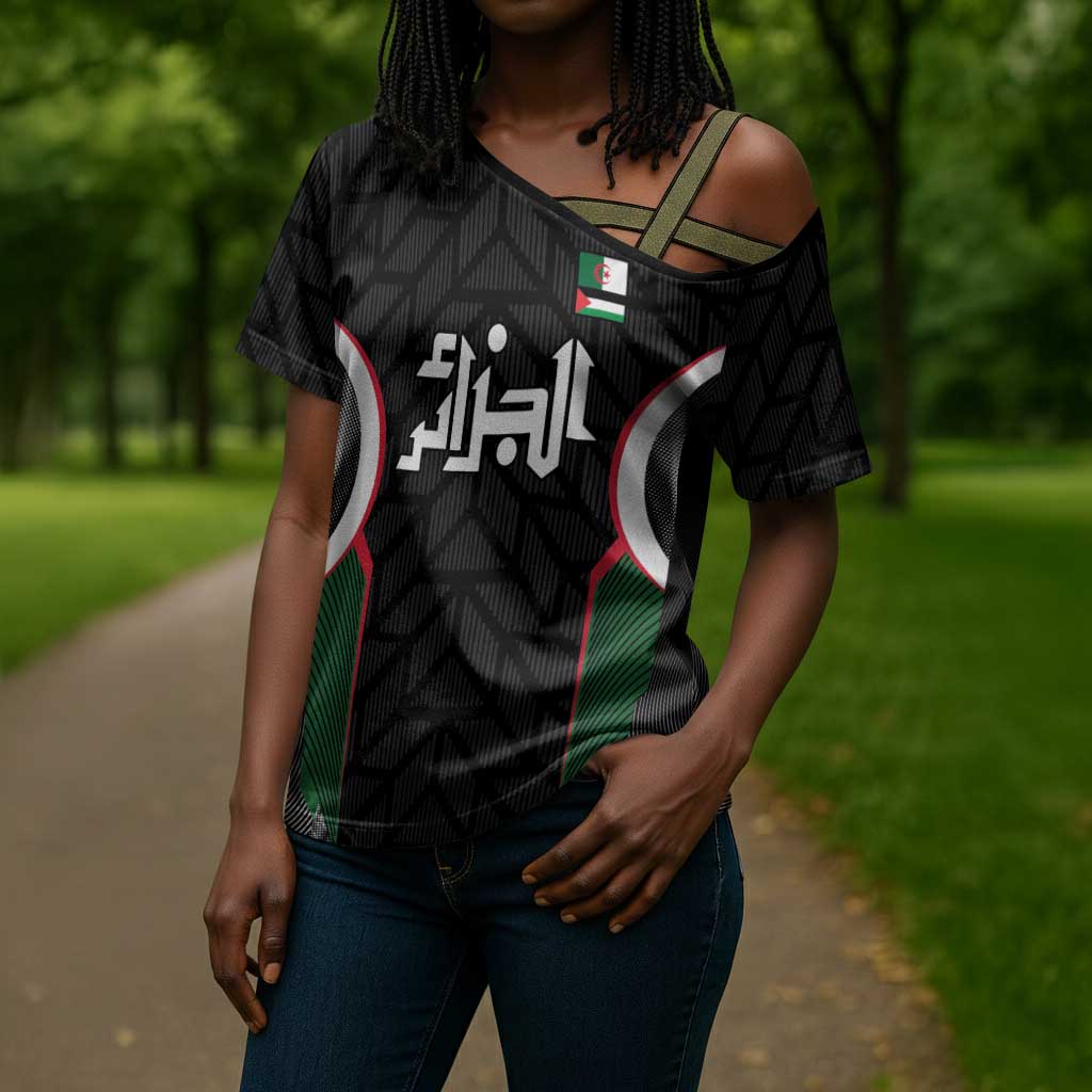 Custom Football Algeria Palestine Cross Shoulder Shirt Special Edition 2023-2024 - Wonder Print Shop
