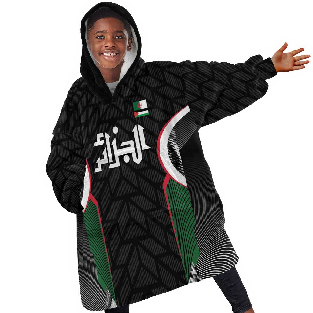 Custom Football Algeria Palestine Kid Wearable Blanket Hoodie Special Edition 2023-2024 - Wonder Print Shop