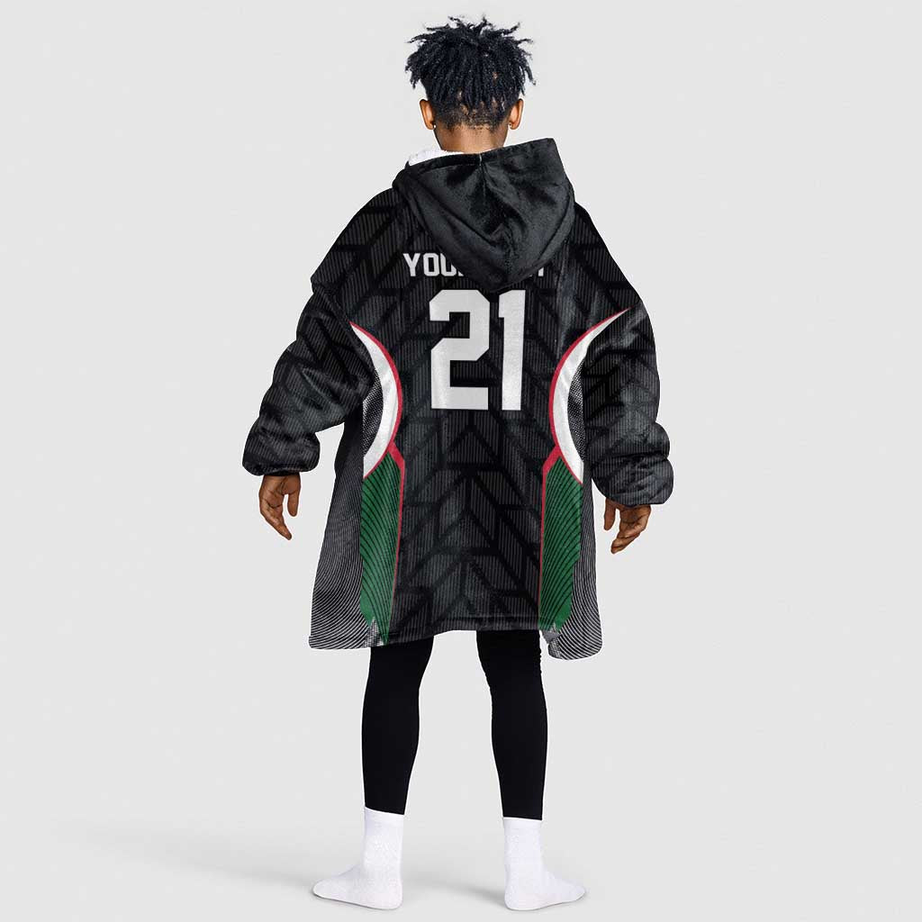 Custom Football Algeria Palestine Kid Wearable Blanket Hoodie Special Edition 2023-2024 - Wonder Print Shop