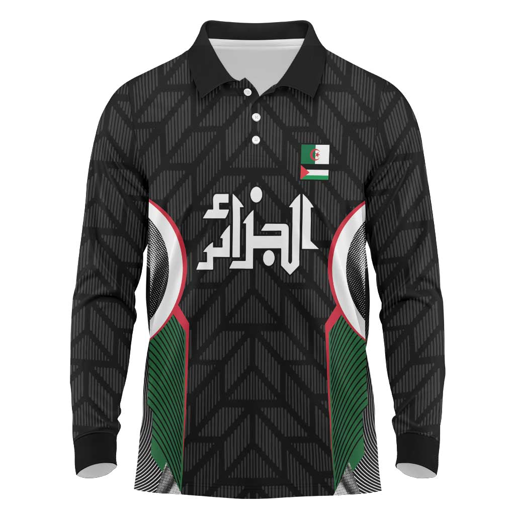 Custom Football Algeria Palestine Long Sleeve Polo Shirt Special Edition 2023-2024 - Wonder Print Shop