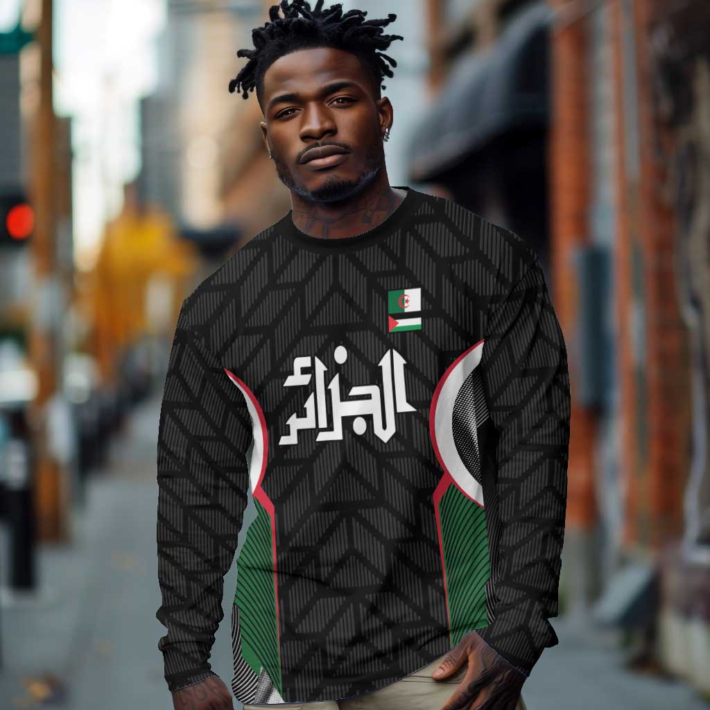Custom Football Algeria Palestine Long Sleeve Shirt Special Edition 2023-2024 - Wonder Print Shop