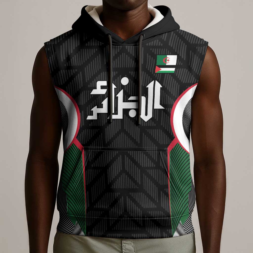 Custom Football Algeria Palestine Sleeveless Hoodie Special Edition 2023-2024 - Wonder Print Shop