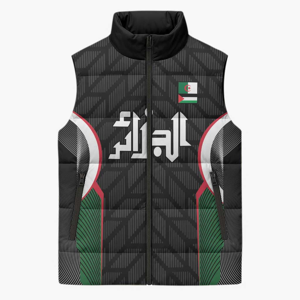 Custom Football Algeria Palestine Sleeveless Puffer Jacket Special Edition 2023-2024 - Wonder Print Shop