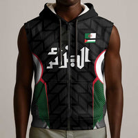 Custom Football Algeria Palestine Sleeveless Zip Hoodie Special Edition 2023-2024 - Wonder Print Shop
