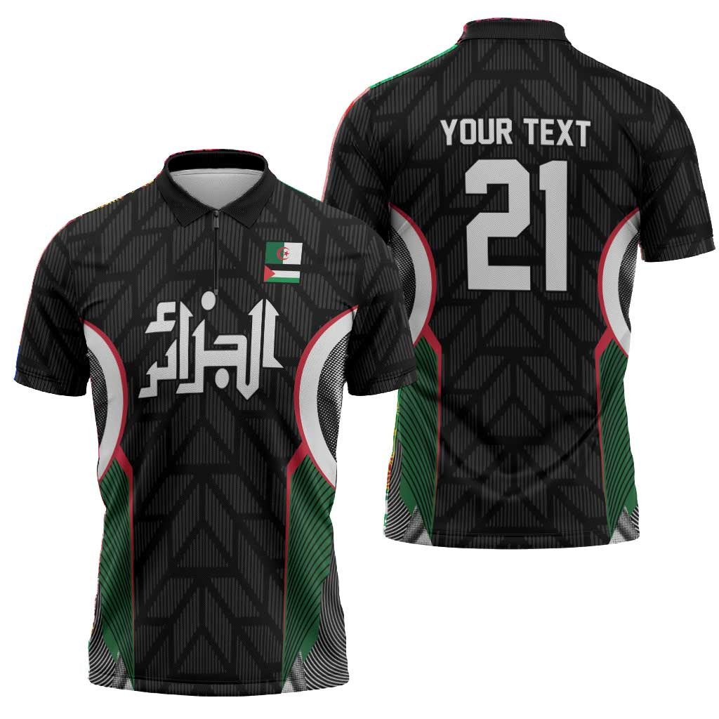 Custom Football Algeria Palestine Zipper Polo Shirt Special Edition 2023-2024 - Wonder Print Shop
