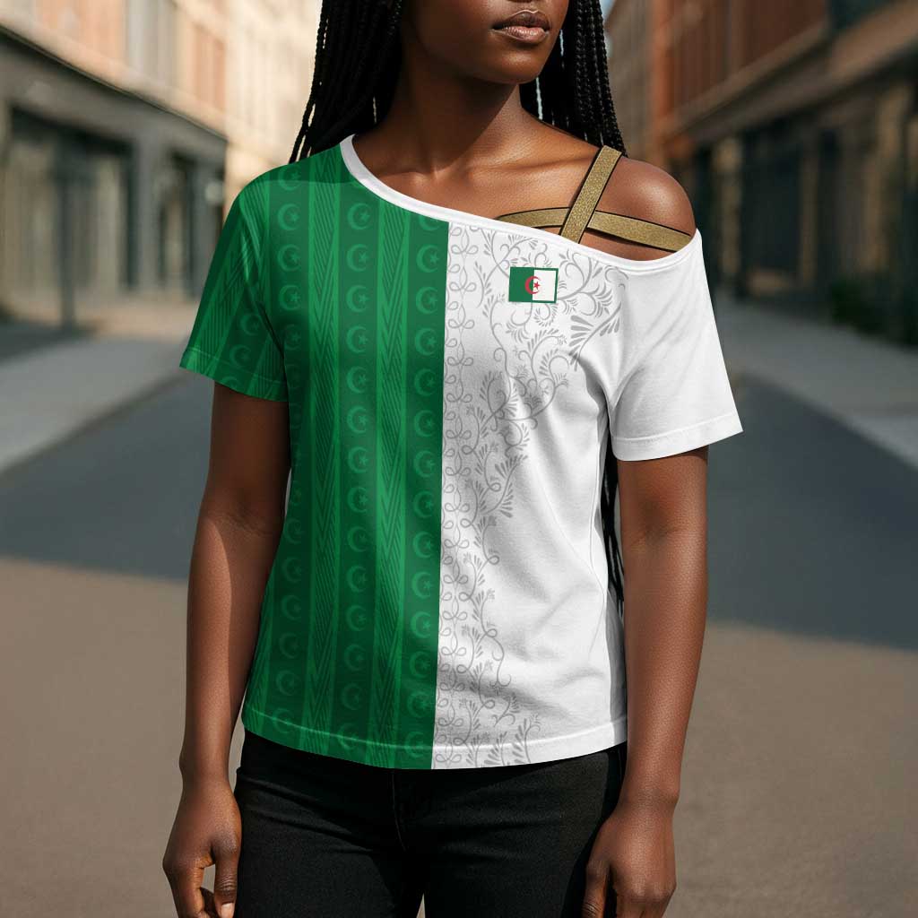 World Football 2026 Algeria Custom Cross Shoulder Shirt Algeria Culture Heritage - Wonder Print Shop