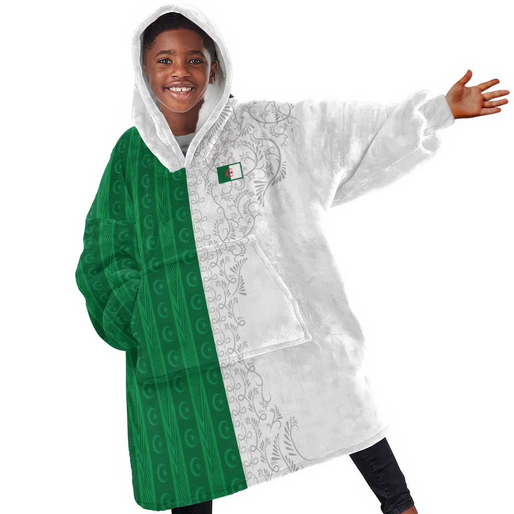 World Football 2026 Algeria Custom Kid Wearable Blanket Hoodie Algeria Culture Heritage - Wonder Print Shop