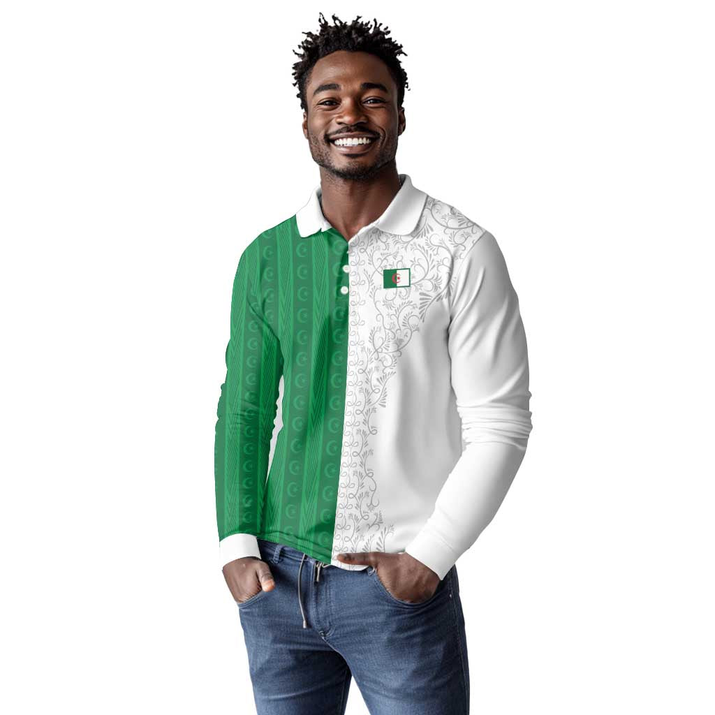 World Football 2026 Algeria Custom Long Sleeve Polo Shirt Algeria Culture Heritage - Wonder Print Shop