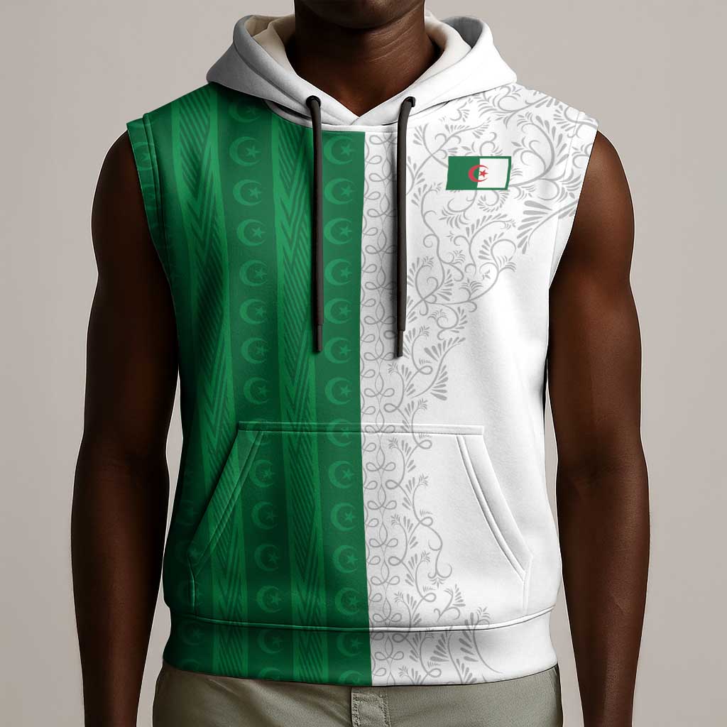 World Football 2026 Algeria Custom Sleeveless Hoodie Algeria Culture Heritage - Wonder Print Shop