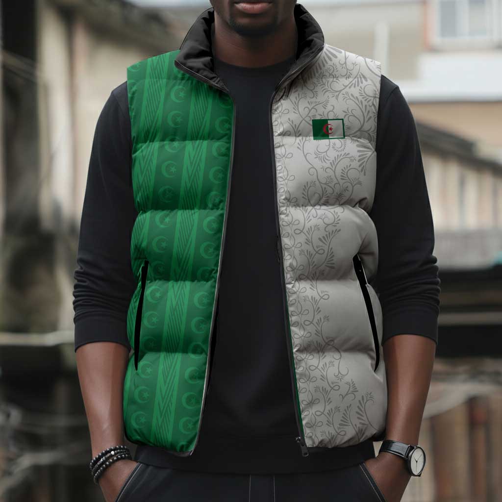 World Football 2026 Algeria Custom Sleeveless Puffer Jacket Algeria Culture Heritage - Wonder Print Shop