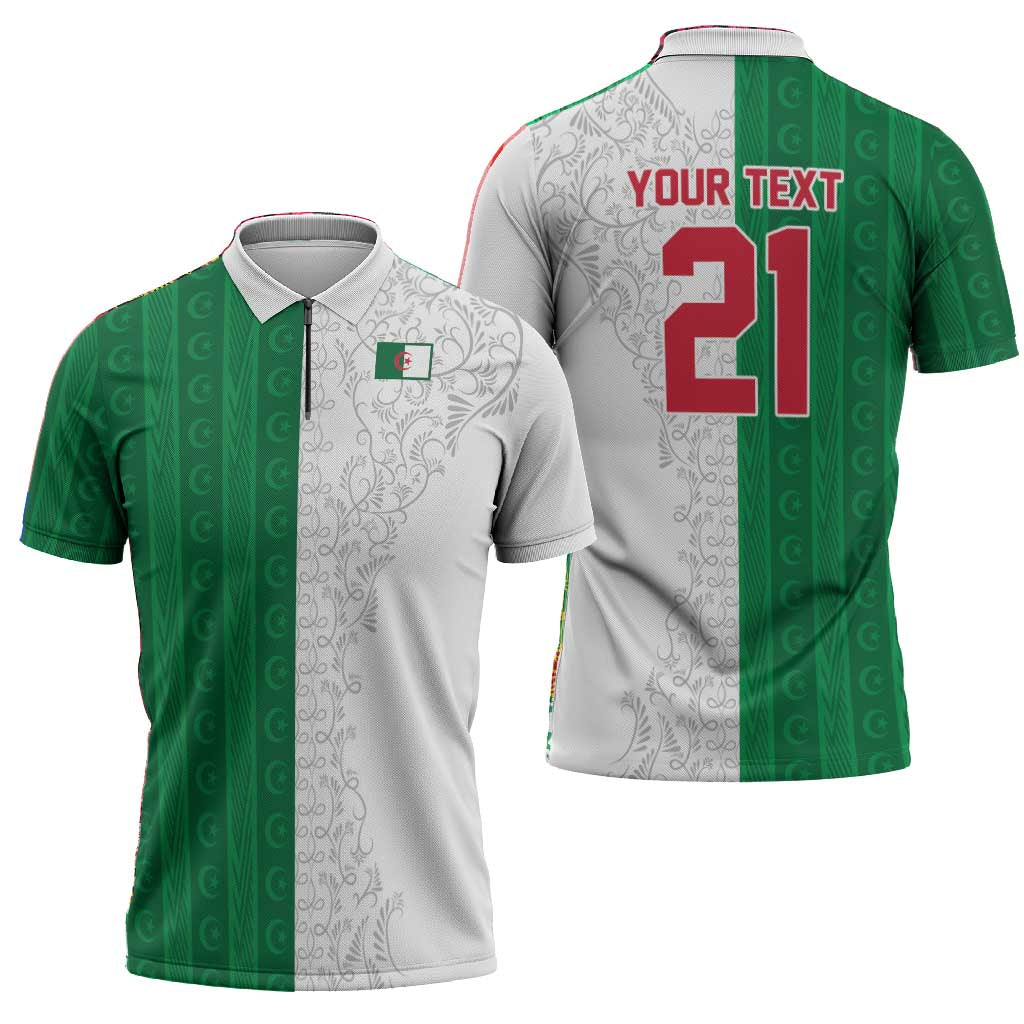 World Football 2026 Algeria Custom Zipper Polo Shirt Algeria Culture Heritage - Wonder Print Shop