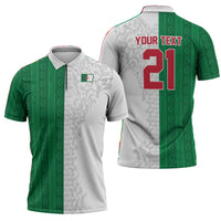 World Football 2026 Algeria Custom Zipper Polo Shirt Algeria Culture Heritage - Wonder Print Shop
