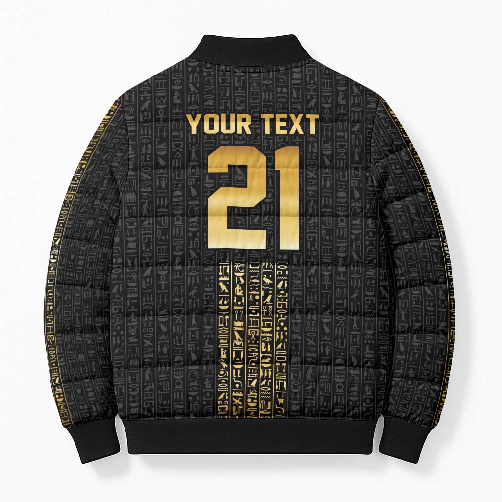 World Football 2026 Egypt Custom Bomber Puffer Jacket Ancient Egyptian Hieroglyphs - Wonder Print Shop