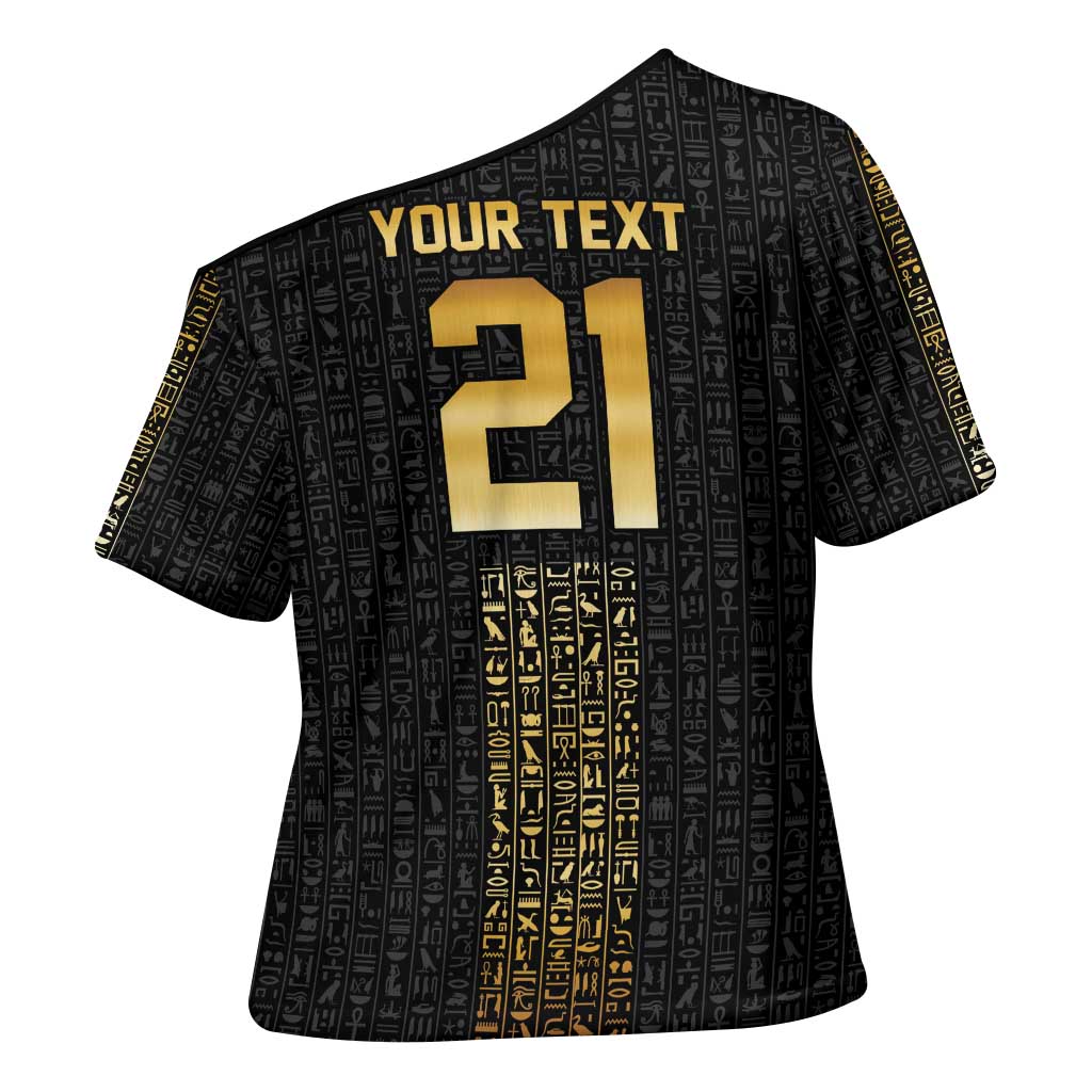 World Football 2026 Egypt Custom Cross Shoulder Shirt Ancient Egyptian Hieroglyphs - Wonder Print Shop