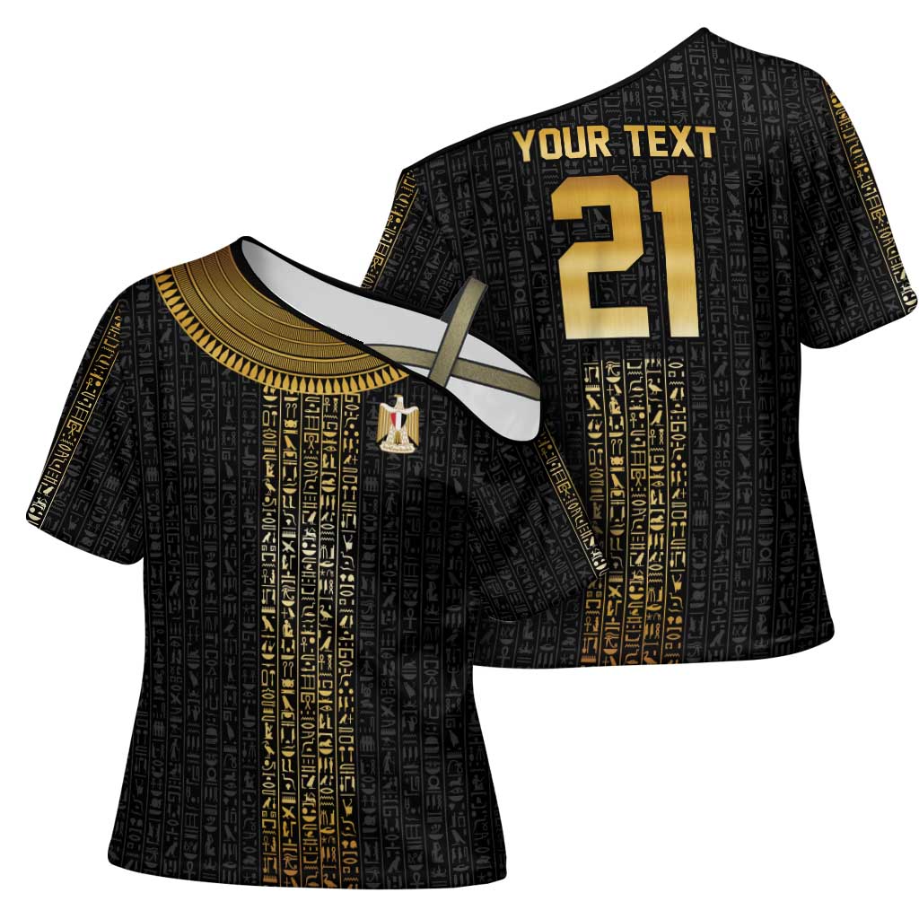 World Football 2026 Egypt Custom Cross Shoulder Shirt Ancient Egyptian Hieroglyphs - Wonder Print Shop