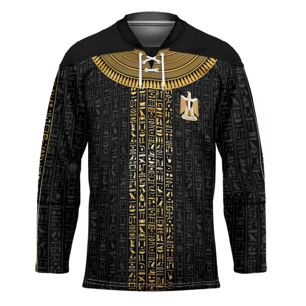 World Football 2026 Egypt Custom Hockey Jersey Ancient Egyptian Hieroglyphs - Wonder Print Shop