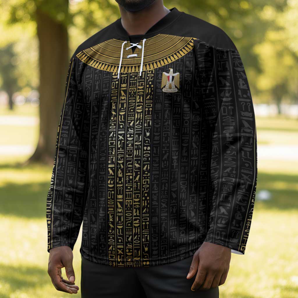 World Football 2026 Egypt Custom Hockey Jersey Ancient Egyptian Hieroglyphs - Wonder Print Shop